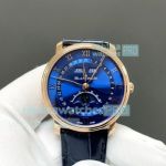 GR Factory Swiss Copy Blancpain Villeret Rose Gold Moonphase Blue Dial Watch 
